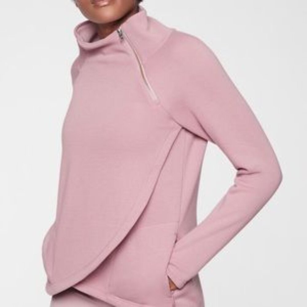 Athleta Cozy Karma Asym Pullover in Dogwood Mauve